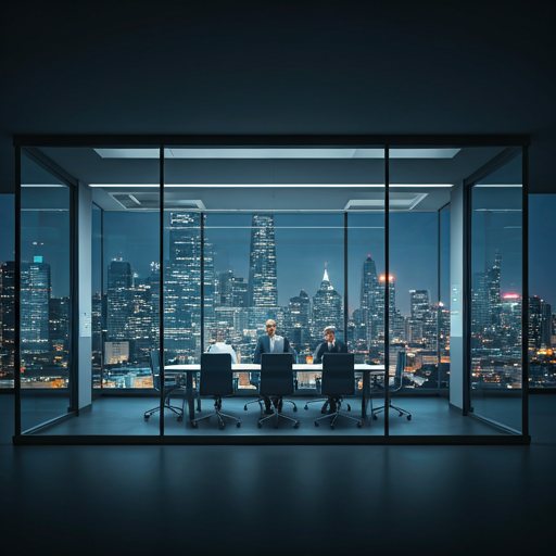 Glass conference room at night